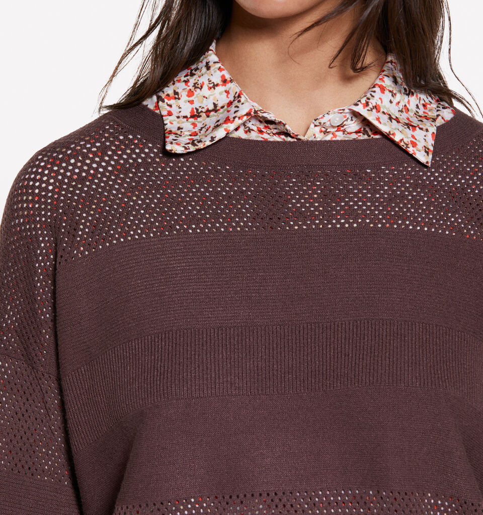 Brown boat neck sweater - women's boat neck sweaters - Dark Brown | Sisley image number 5